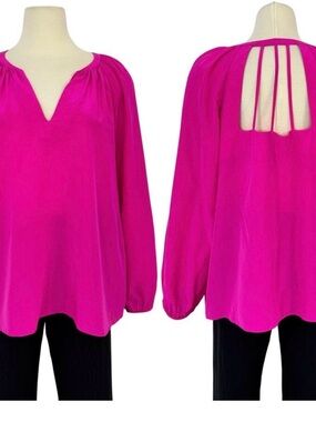 Lilly Pulitzer Hot Pink Peasant Tunic with Ladder Back